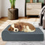 Lit Orthopédique Premium pour Chien avec Repose-tête et Housse Lavable - Gris