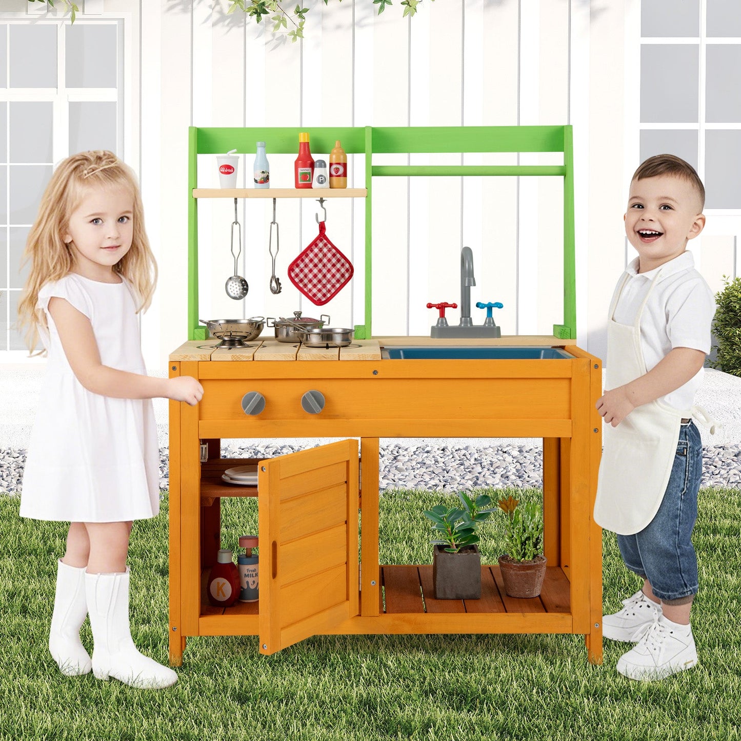 Outdoor Mud Kitchen Playset for Kids 3+ Years - Orange