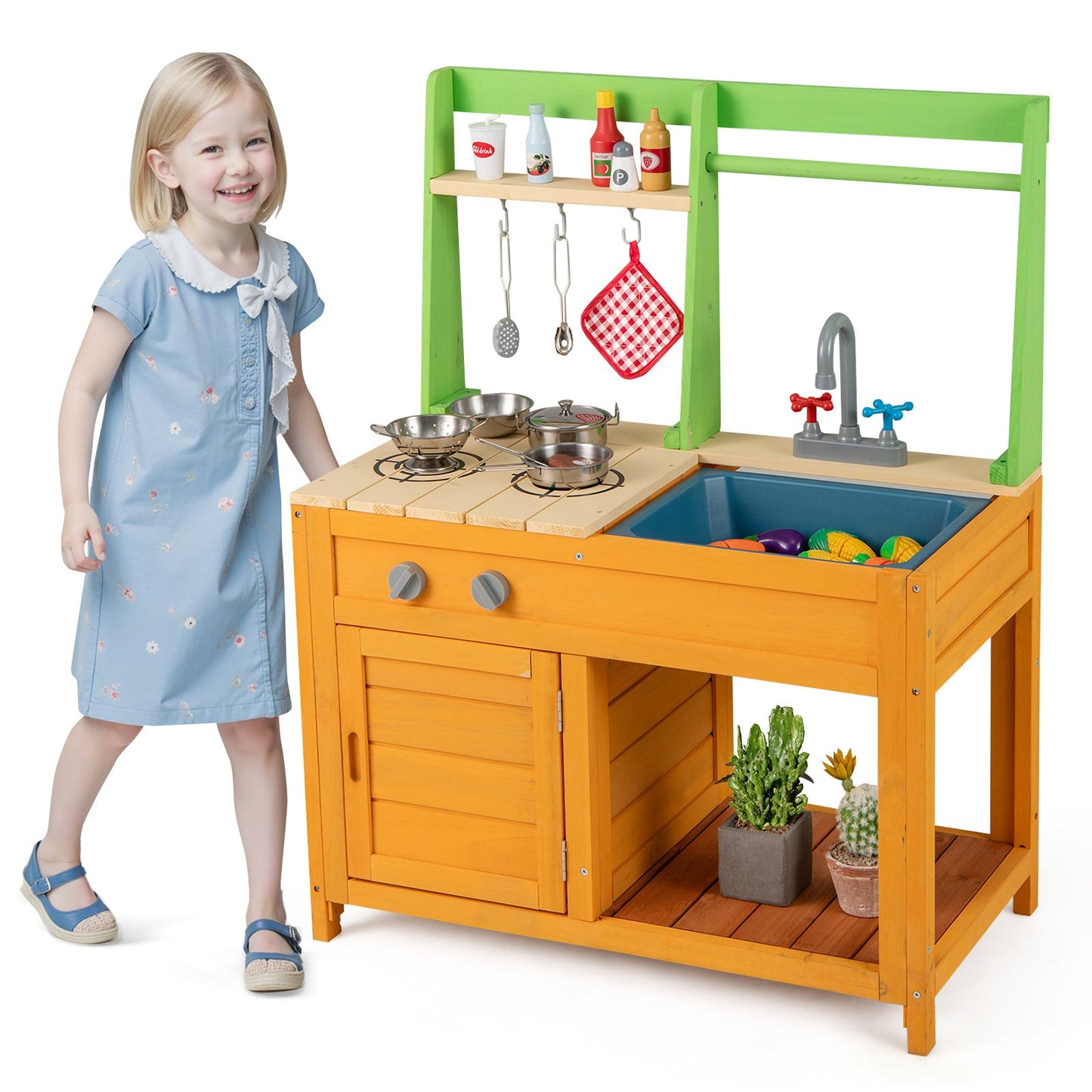 Outdoor Mud Kitchen Playset for Kids 3+ Years - Orange