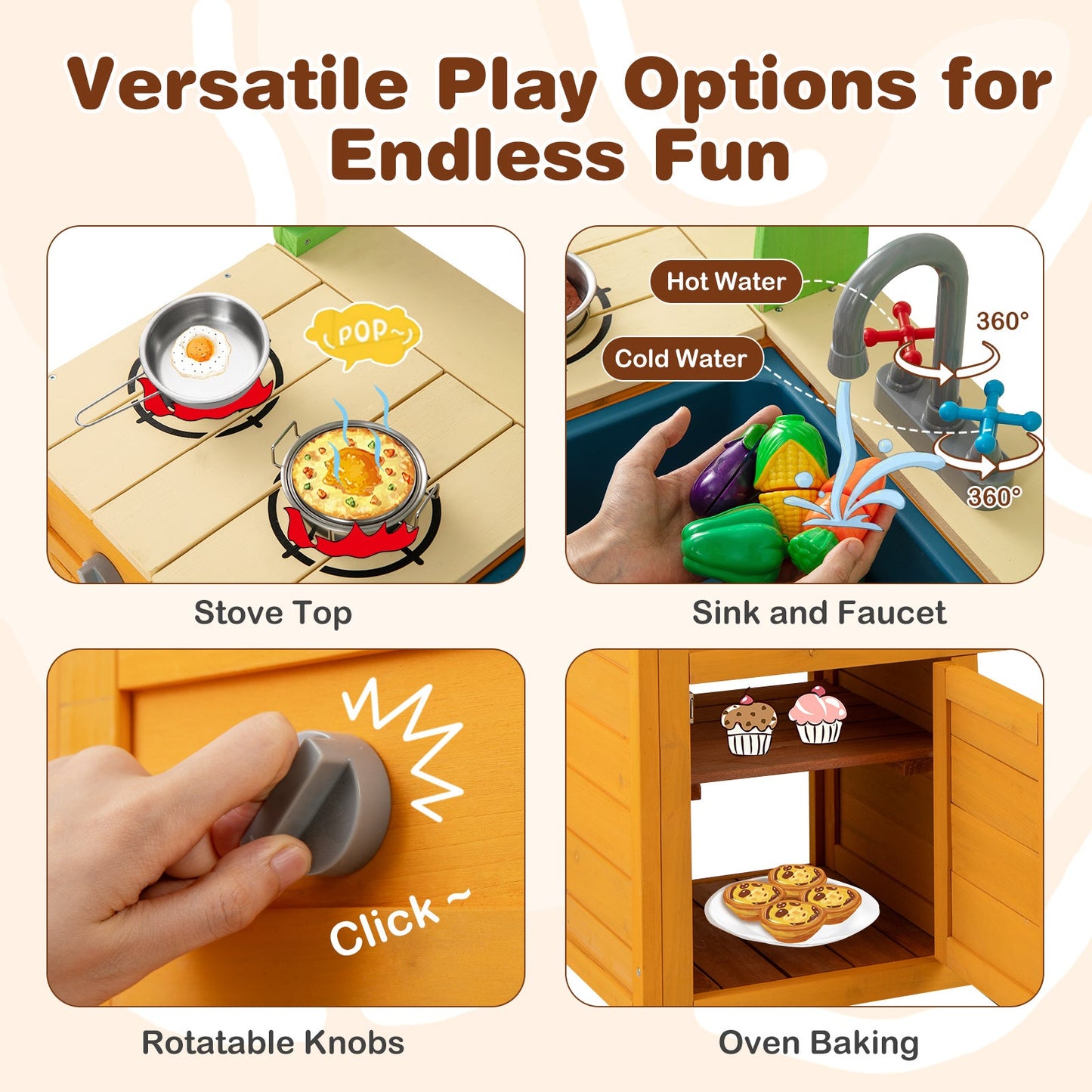 Outdoor Mud Kitchen Playset for Kids 3+ Years - Orange