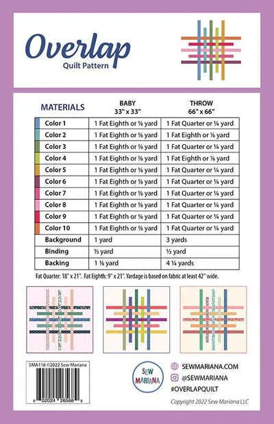 Patron de Quilt Overlap par Sew Mariana