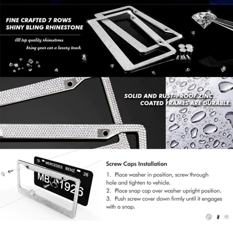 Juego de Marcos para Placas de Licencia con Brillantes Strass
