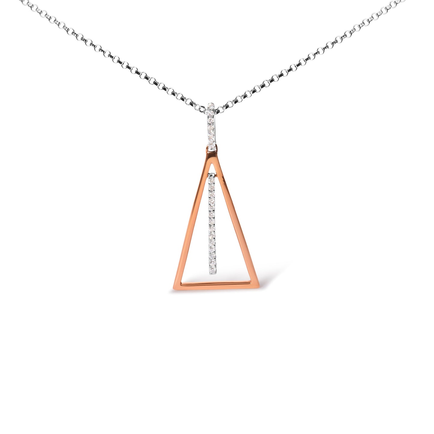 14K Rose and White Gold Diamond Windchime Pendant Necklace