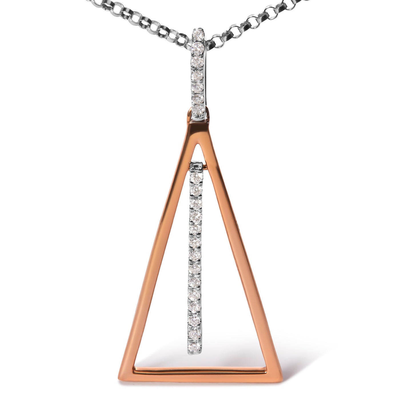 14K Rose and White Gold Diamond Windchime Pendant Necklace