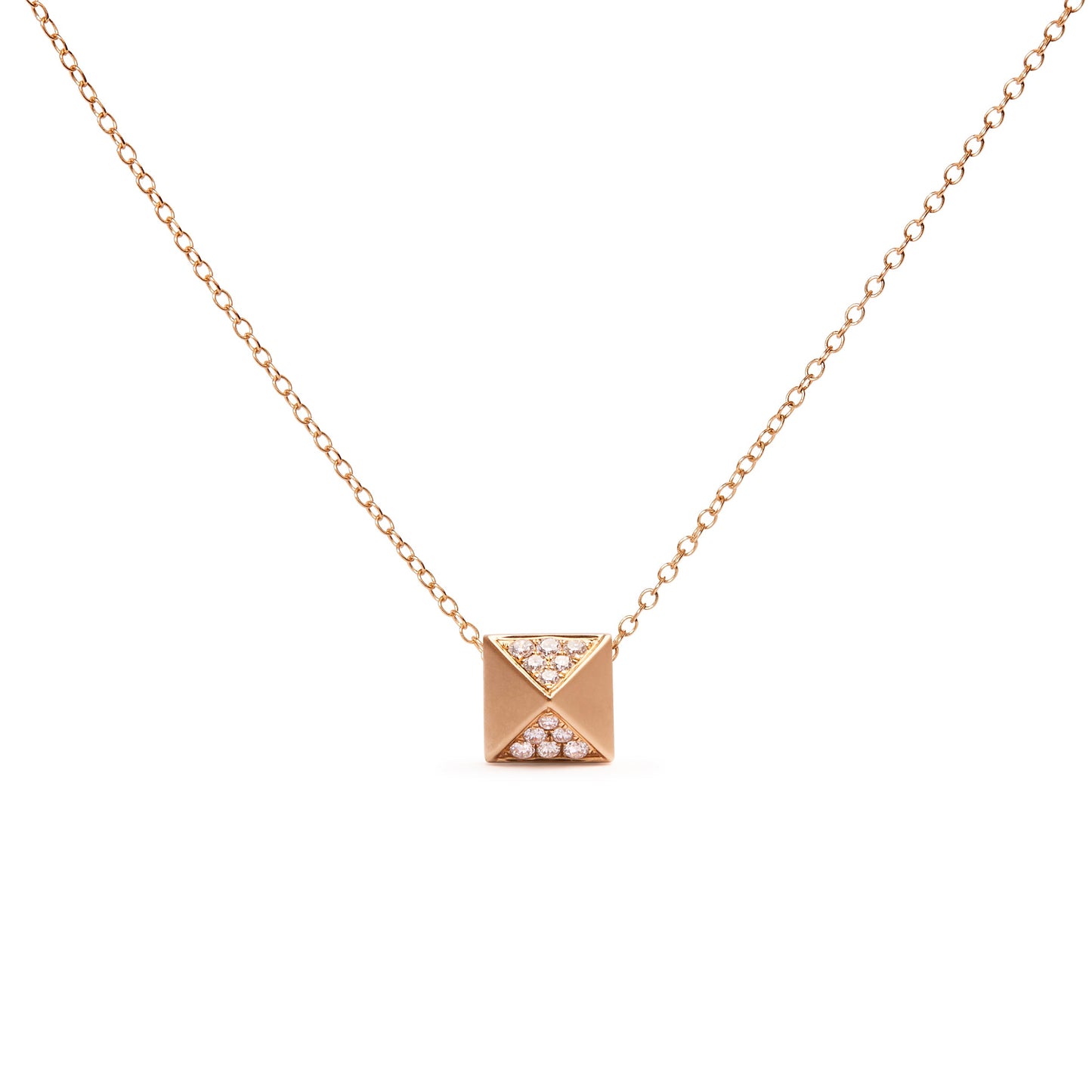 Collier Pendentif Pyramid en Diamant en Or Jaune 14K - 18 Pouces