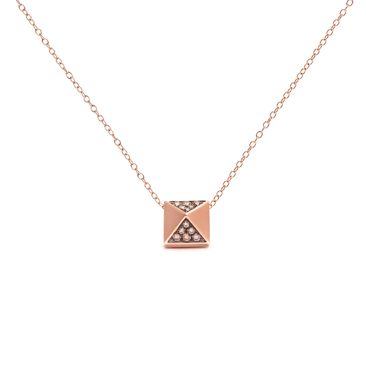 Collier Pendentif en Diamant Marron en Or Rose 14K - 18"