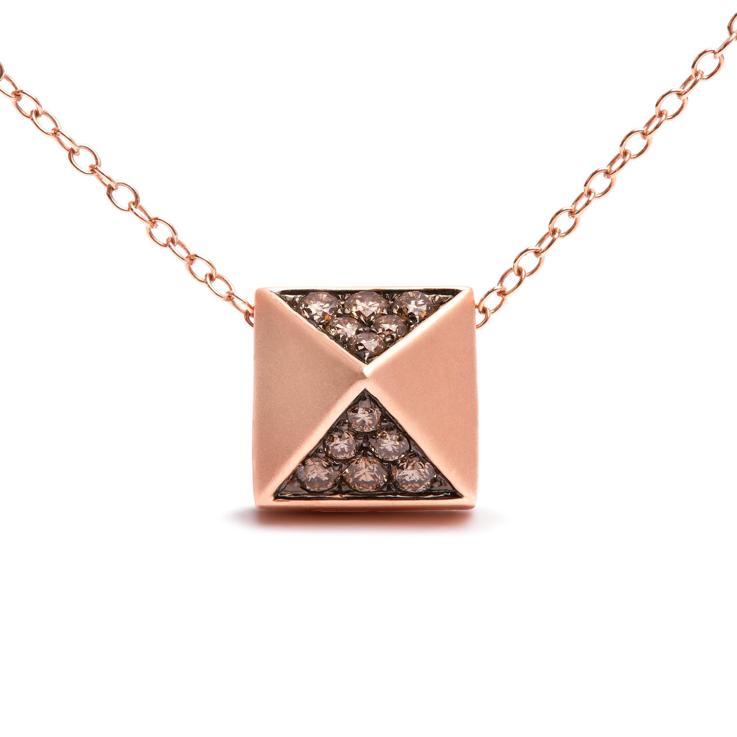 Collier Pendentif en Diamant Marron en Or Rose 14K - 18"