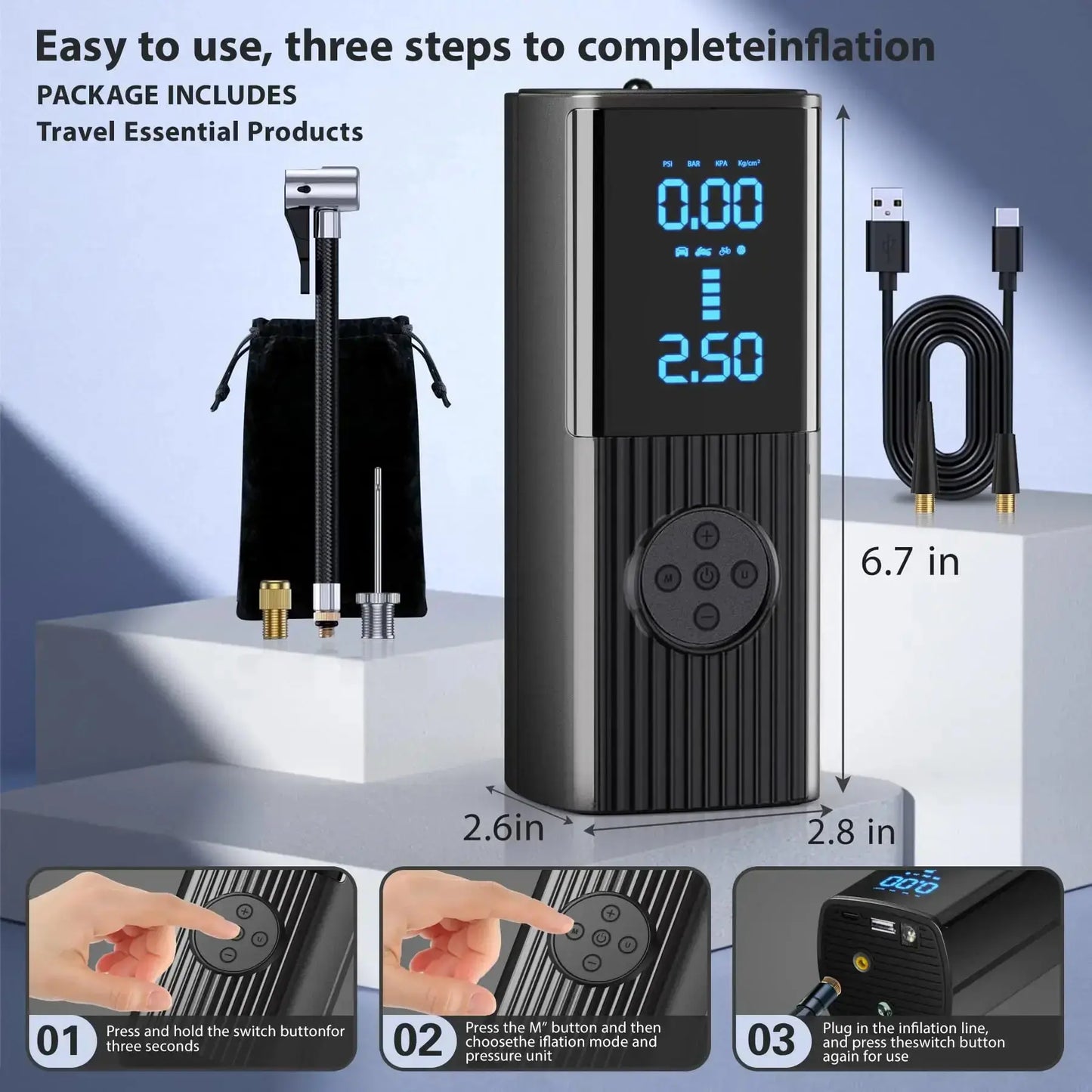 Compresseur d'air Power Tire Inflator - Efficace et Portable