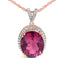 Collar con colgante de cuarzo rosa y diamantes en vermeil de oro rosa de 14K