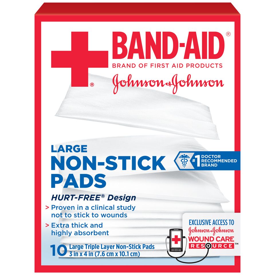 Band-Aid Brand Hurt-Free Non-Stick Pads – Grand (10 Comptes)