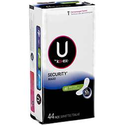 U by Kotex Security Overnight Maxi Pads, Wingless - 28 Count