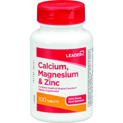 Leader Calcium Magnésium & Zinc Compléments Alimentaires en Comprimés - 100 Comptes