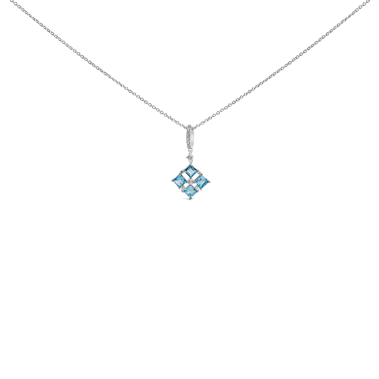 Sterling Silver Blue Topaz & White Sapphire Pendant Necklace