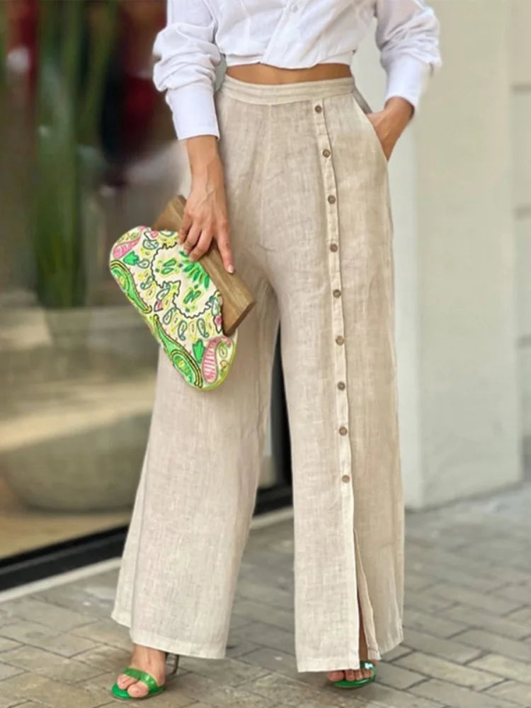 Long Sleeve Nipped Waist Top & Wide Leg Pants Set