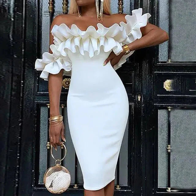 Robe de Soirée Bodycon Blanche Élégante