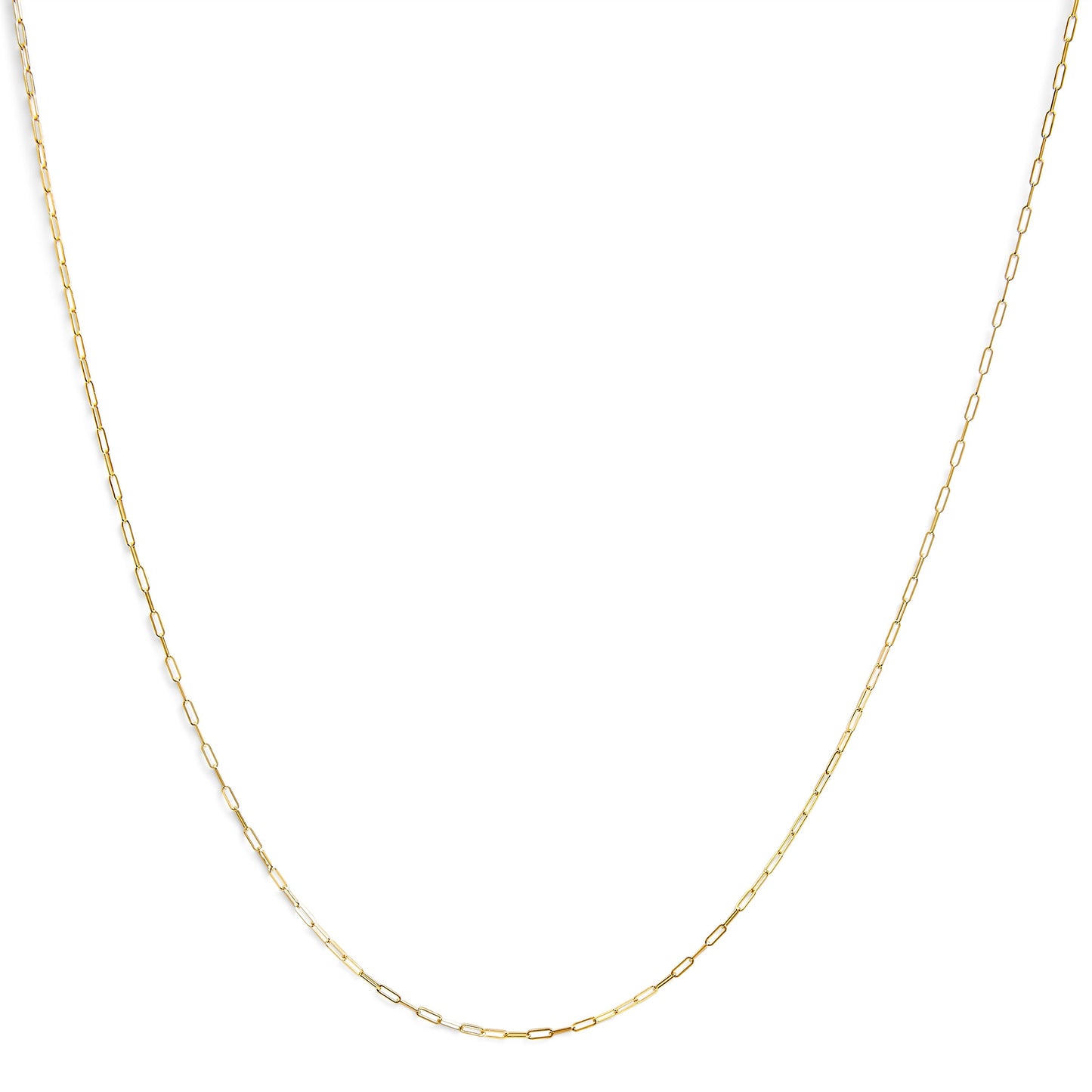 Collier en chaîne en papier clip en or jaune 14K unisexe de 1,5 mm - 18 pouces