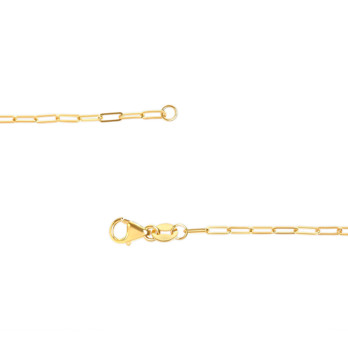 Collier en chaîne en papier clip en or jaune 14K unisexe de 1,5 mm - 18 pouces