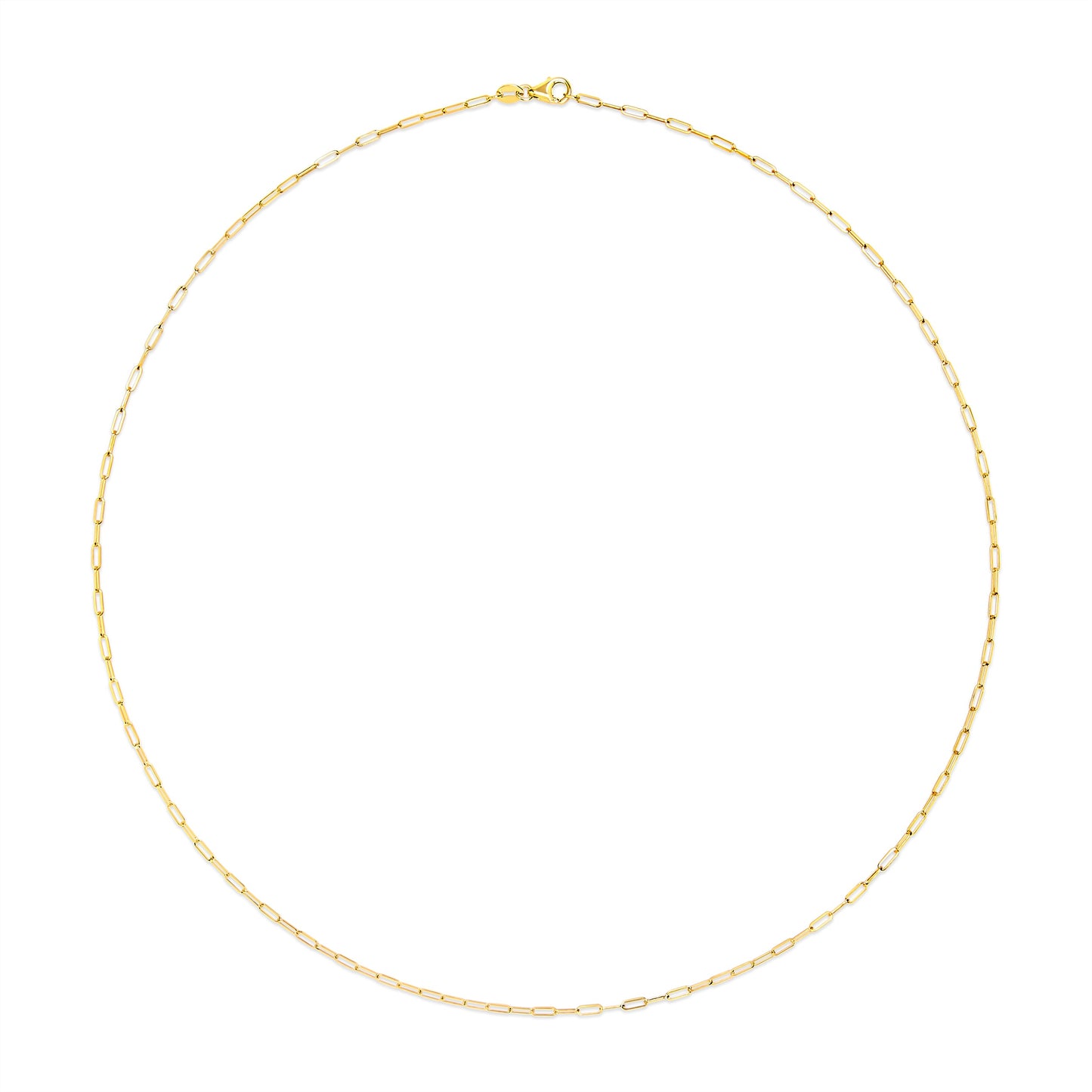 Collier en chaîne en papier clip en or jaune 14K unisexe de 1,5 mm - 18 pouces