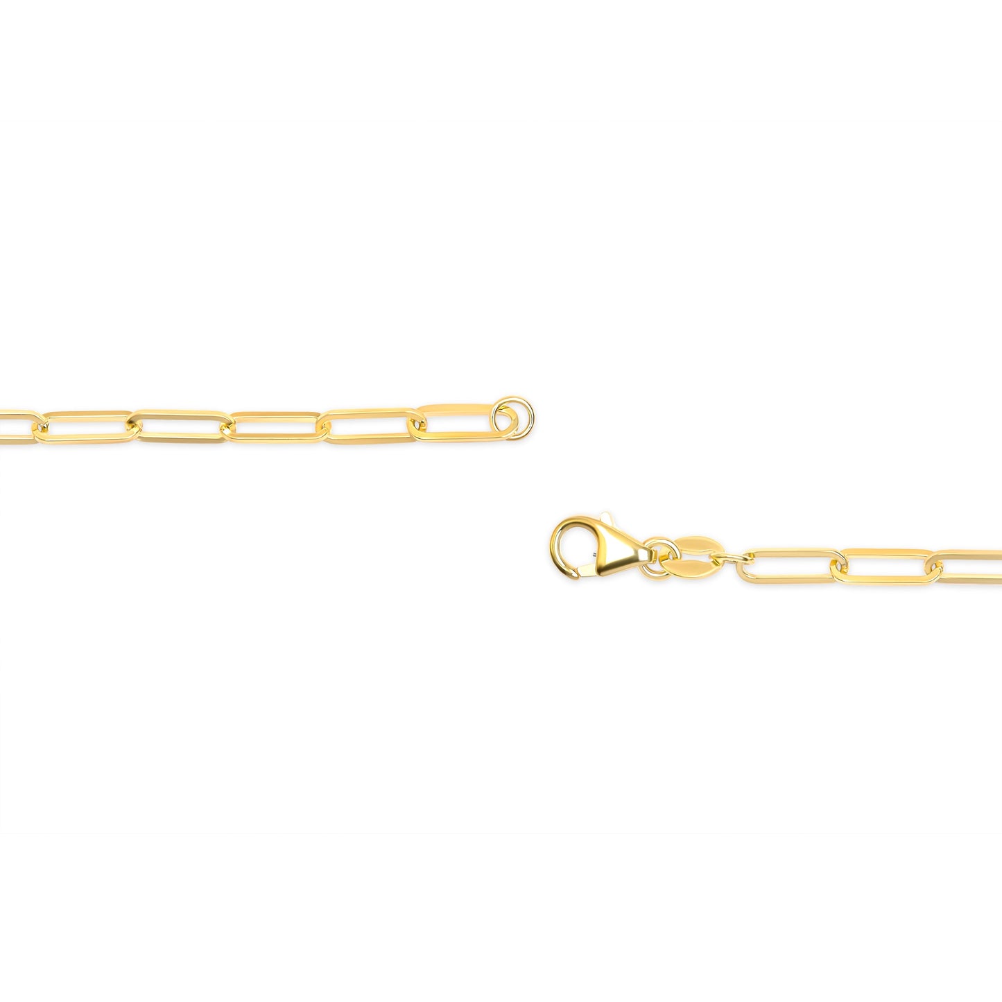 Solid 14K Yellow Gold 2.5mm Paperclip Chain Necklace - 18"