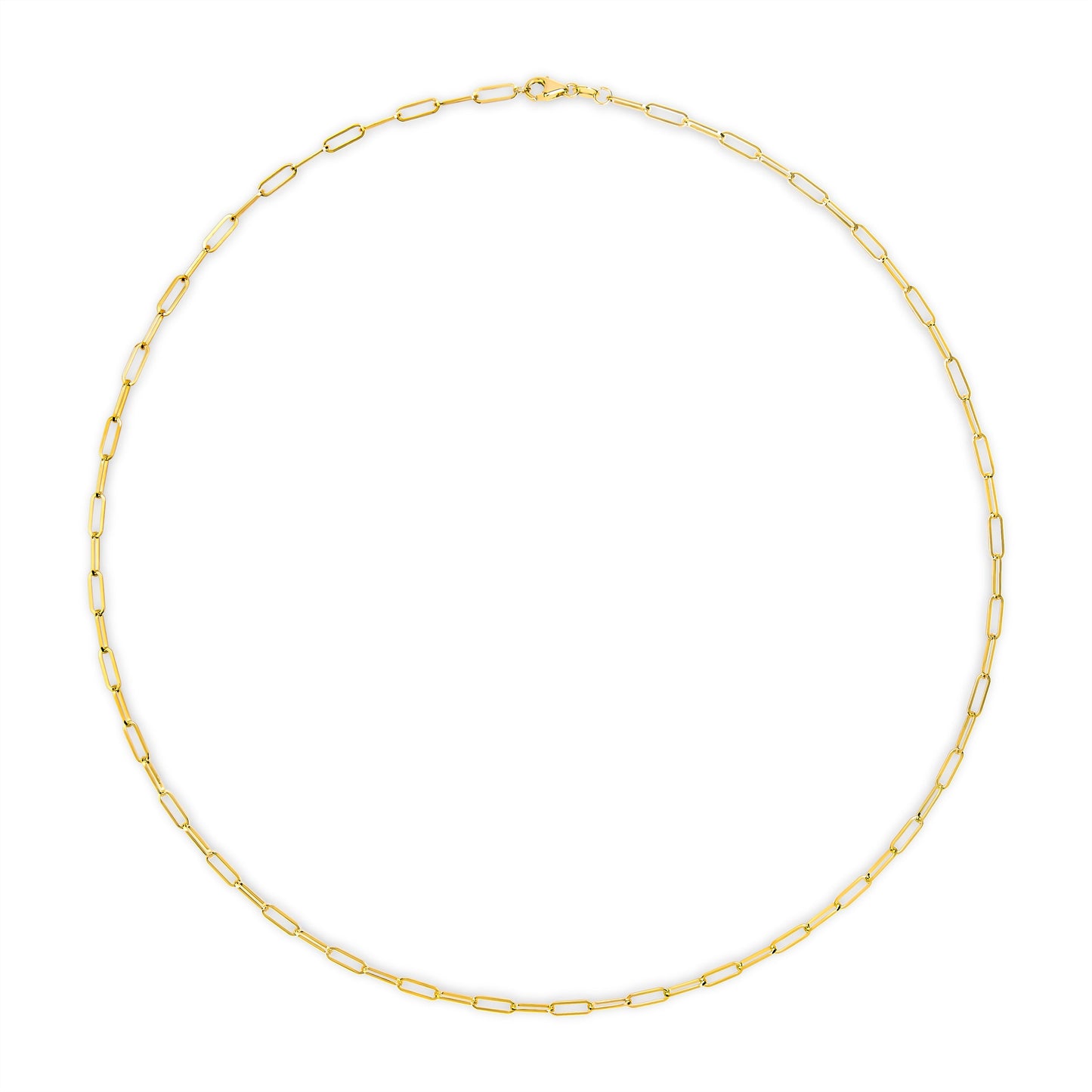 Solid 14K Yellow Gold 2.5mm Paperclip Chain Necklace - 18"