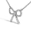 Collier Pendentif Nœud Ruban Accent Diamant en Argent Sterling .925 - 18 Pouces