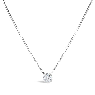 Pendentif en diamant cultivé en laboratoire en or blanc 14K - 18"