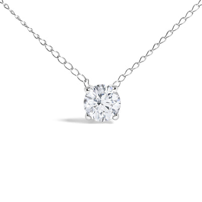 Pendentif en diamant cultivé en laboratoire en or blanc 14K - 18"
