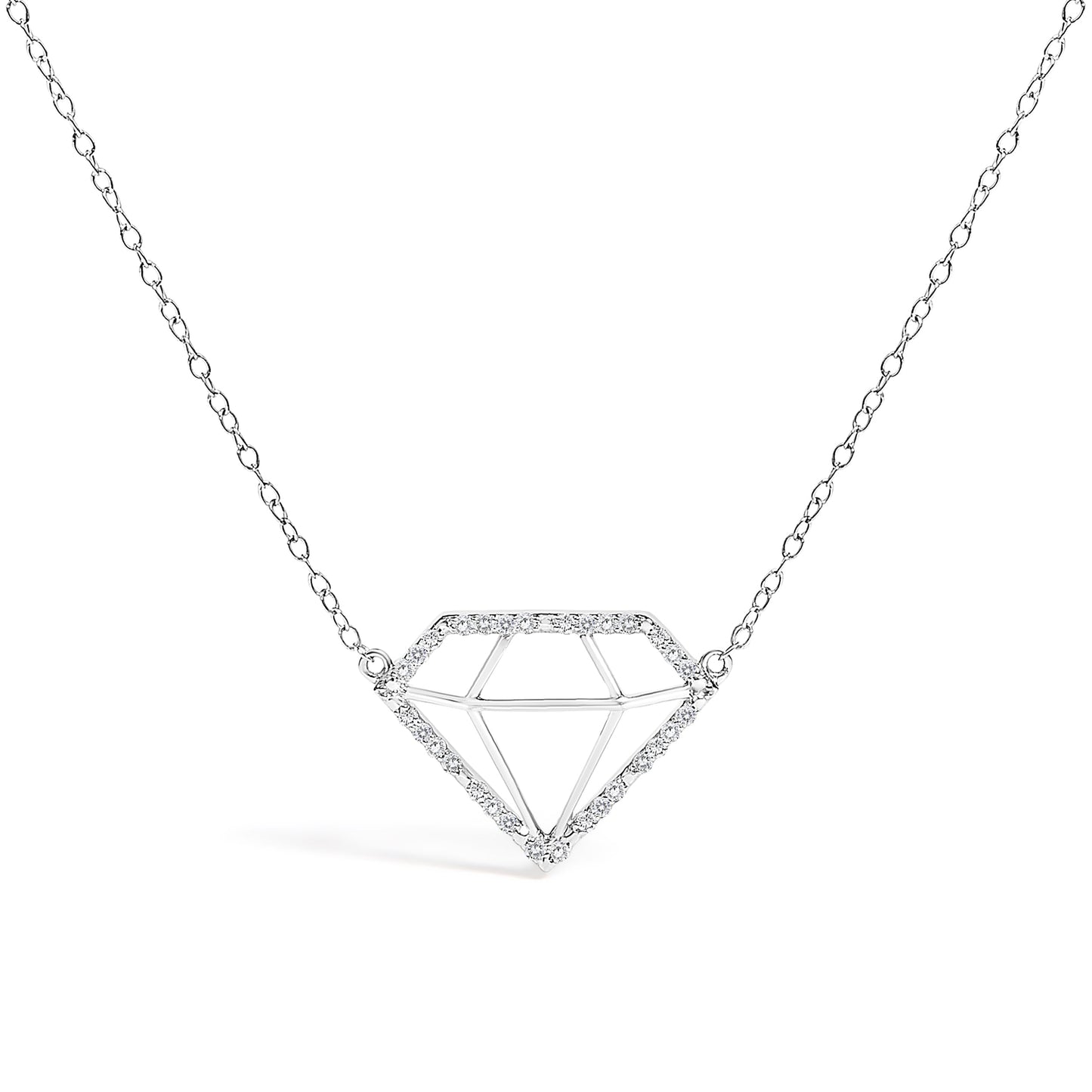 Collier Pendentif en Diamant Lab Grown en Argent Sterling .925 - 18 Pouces