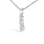 .925 Sterling Silver Lab Grown Diamond Three Stone Pendant Necklace