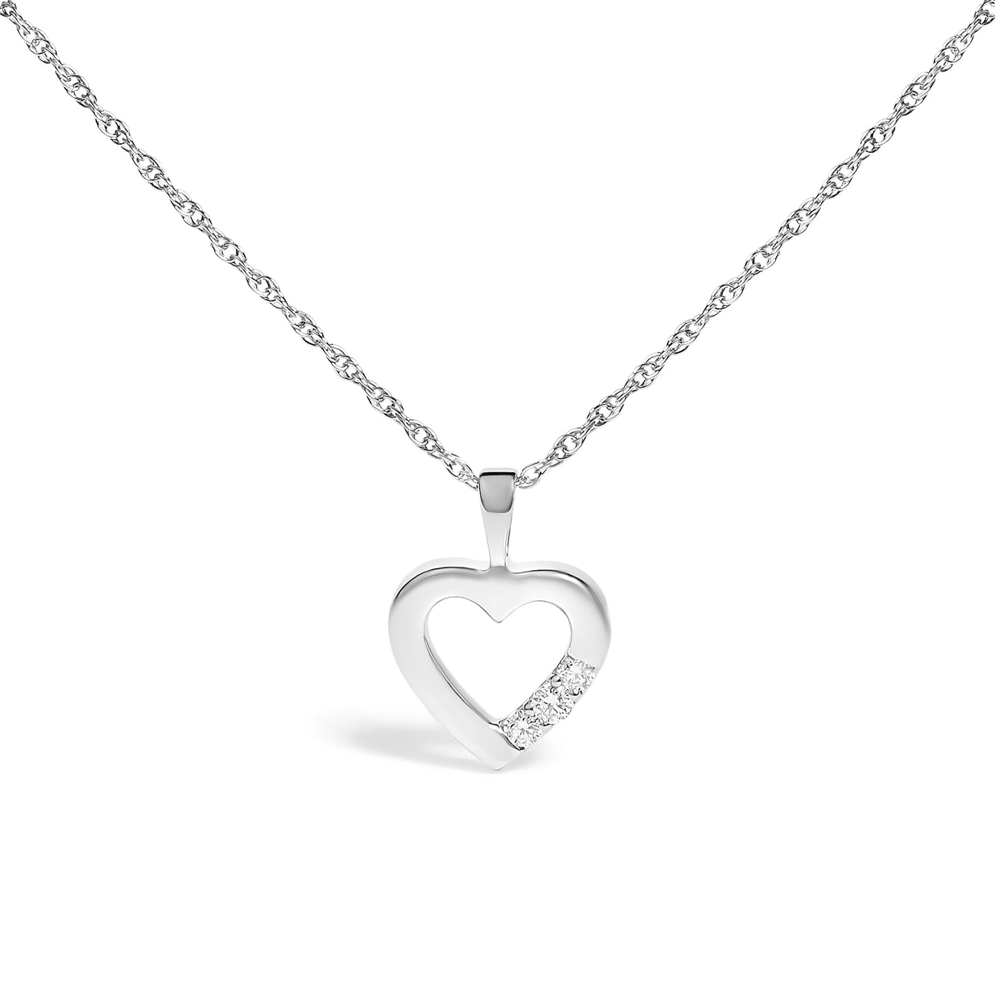.925 Sterling Silver Lab Grown Diamond Heart Pendant Necklace