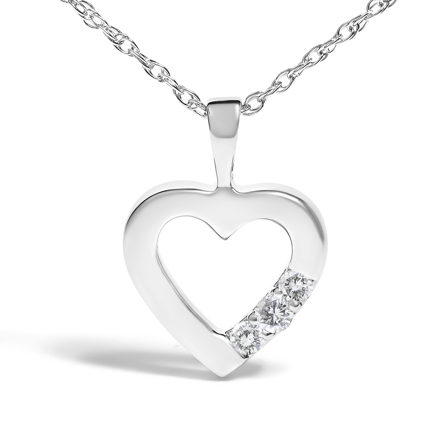 .925 Sterling Silver Lab Grown Diamond Heart Pendant Necklace