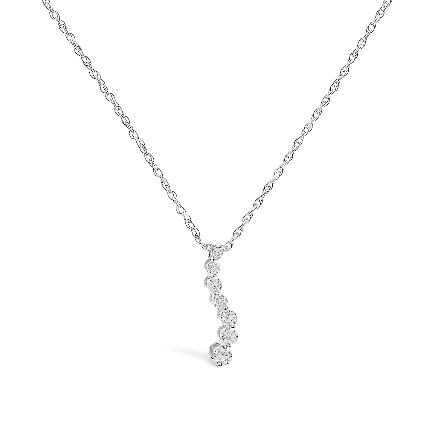.925 Sterling Silver Lab Grown Diamond Journey Pendant Necklace - 18"