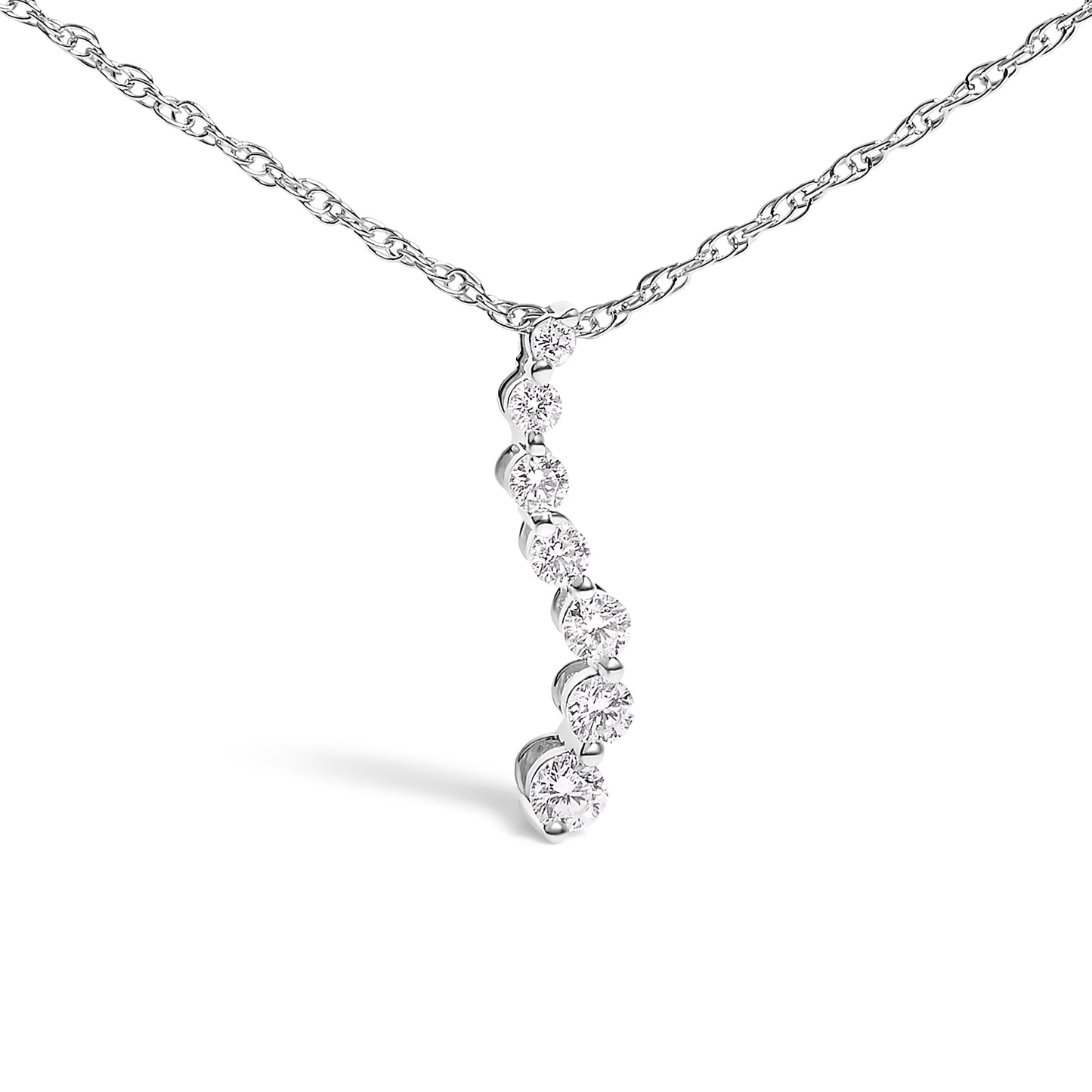 .925 Sterling Silver Lab Grown Diamond Journey Pendant Necklace - 18"