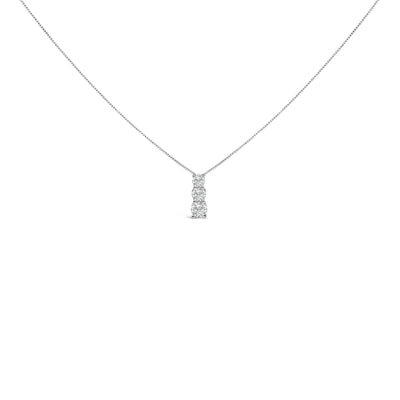 Collier Pendentif Trois Pierres en Diamant Cultivé en Laboratoire en Or Blanc 14K