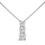 Collar de Pendant de Tres Piedras con Diamantes Cultivados en Laboratorio de Oro Blanco de 14K