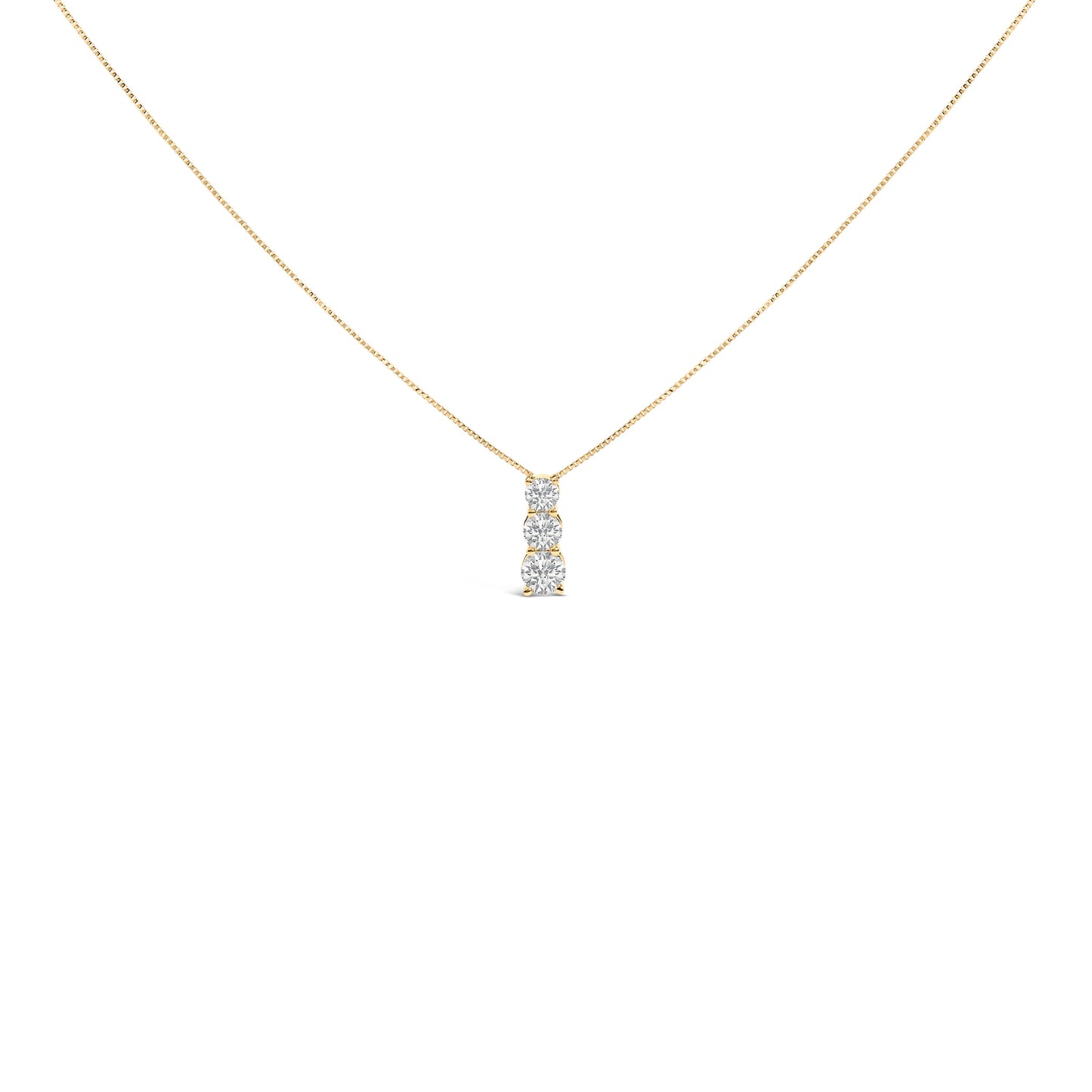 Collar de Pendant de Tres Piedras con Diamantes Cultivados en Laboratorio de Oro Blanco de 14K
