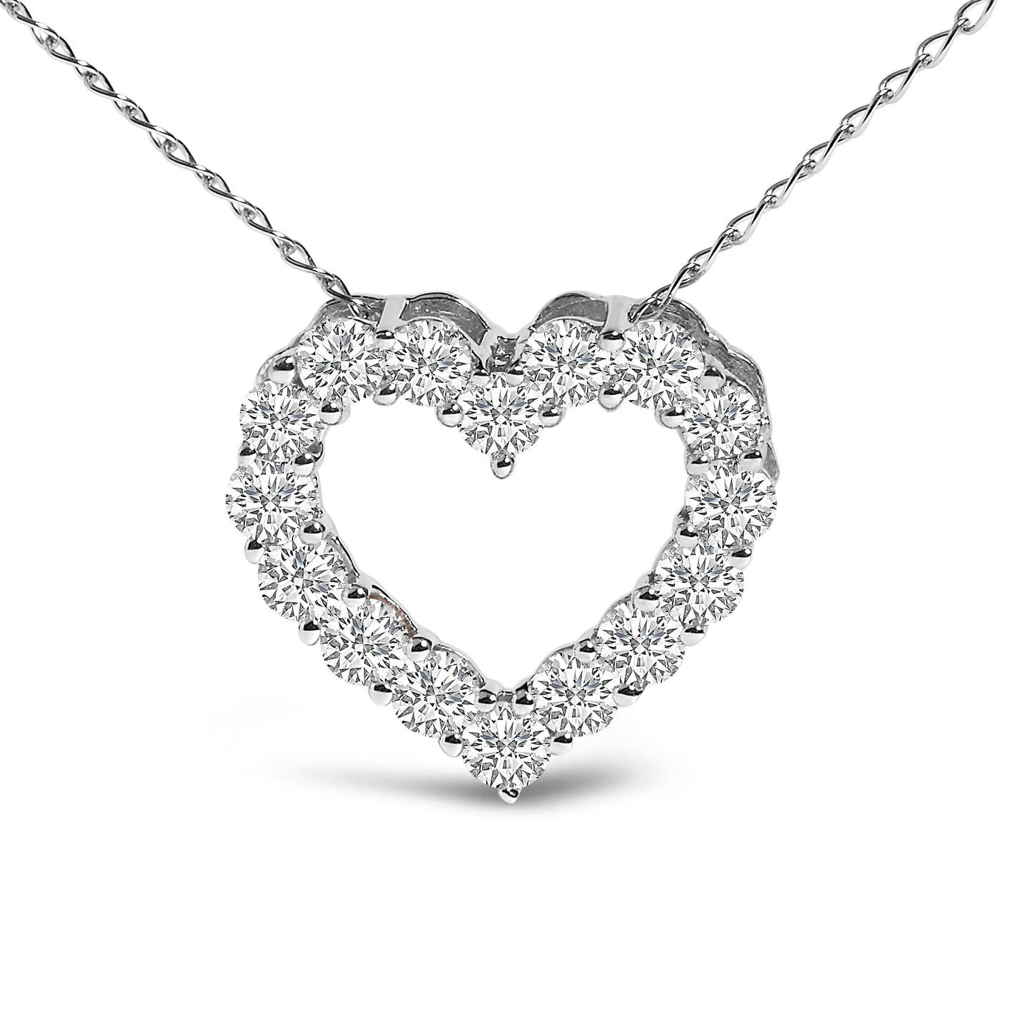 Pendentif en cœur en diamant cultivé en laboratoire de 1/2 carat en or blanc 14K