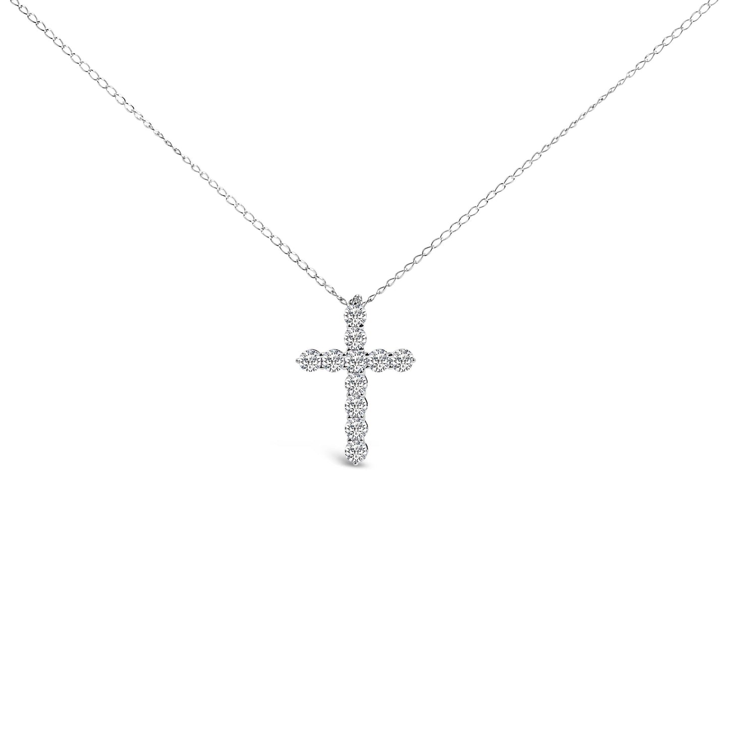 14K White Gold Lab Grown Diamond Cross Pendant Necklace