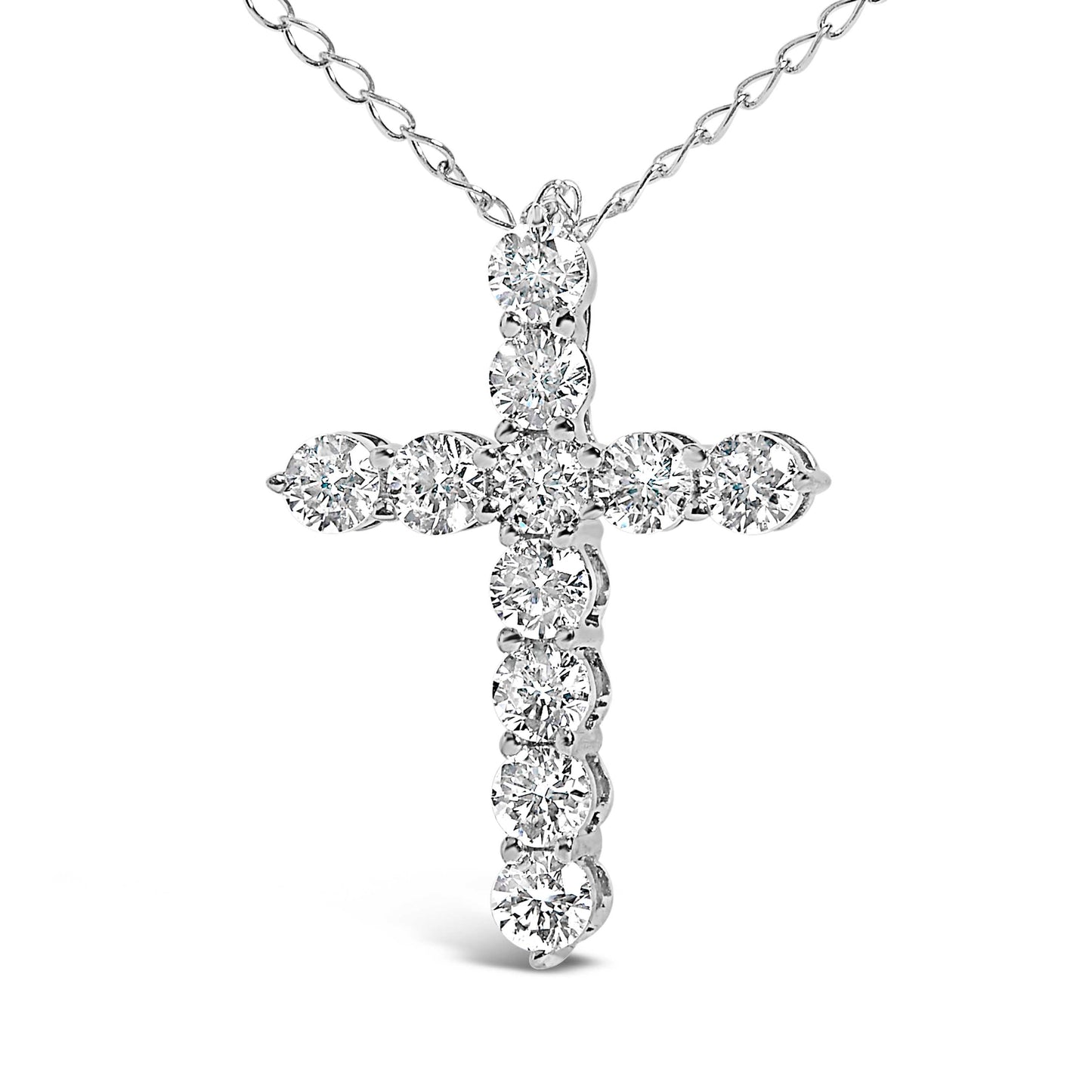 14K White Gold Lab Grown Diamond Cross Pendant Necklace
