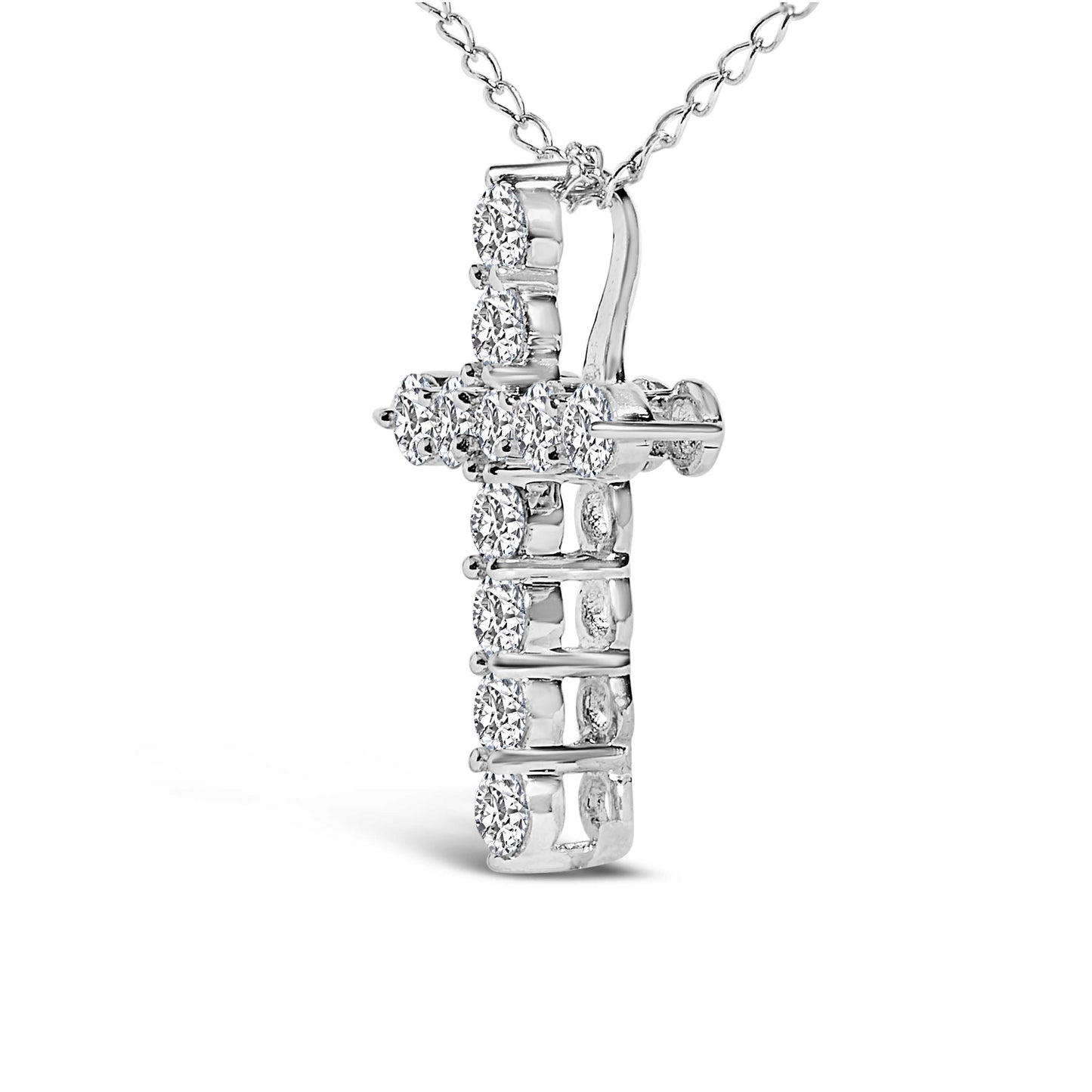 14K White Gold Lab Grown Diamond Cross Pendant Necklace
