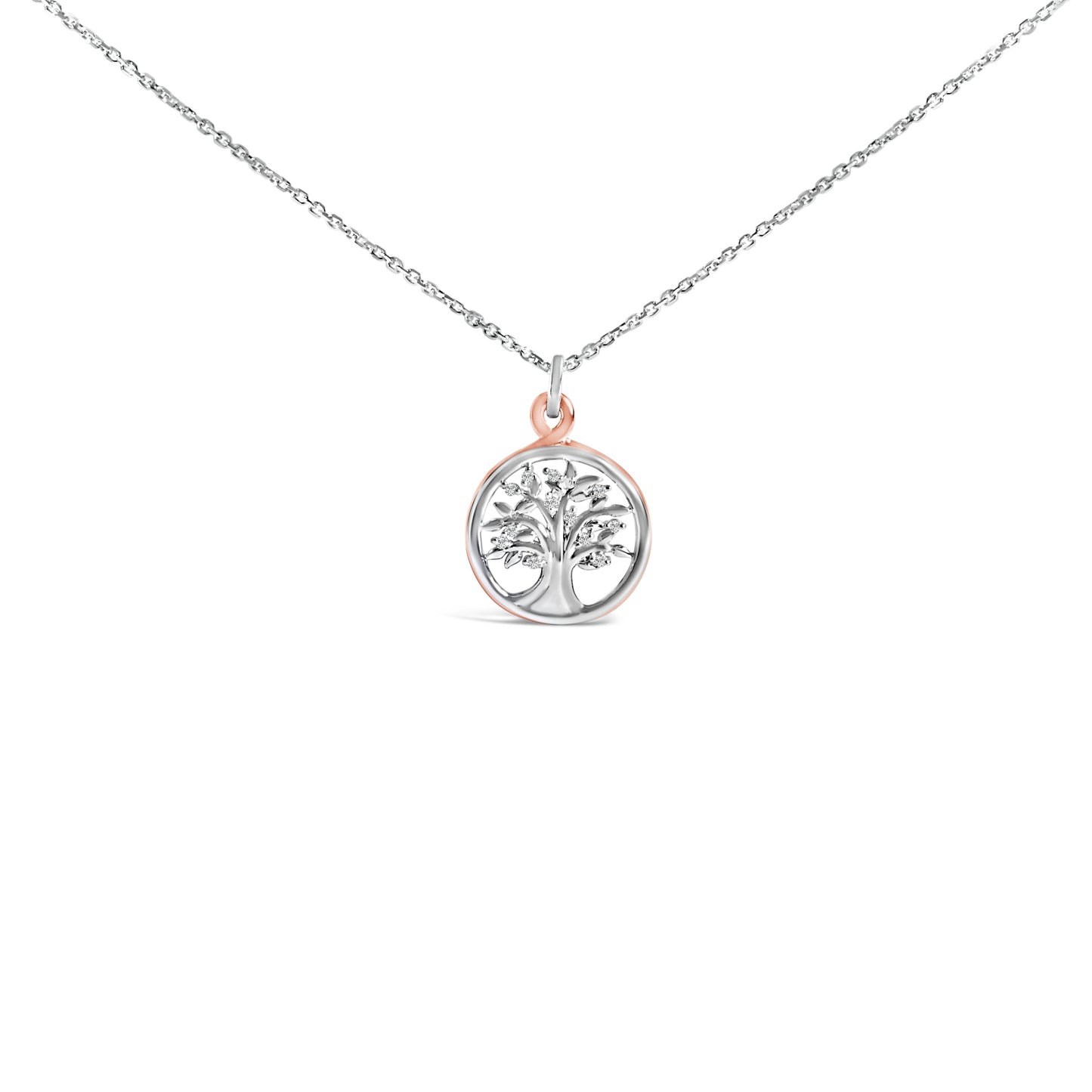 14K Rose Gold Plated Sterling Silver Tree of Life Pendant Necklace
