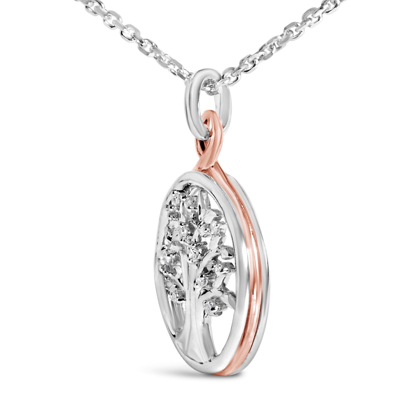 14K Rose Gold Plated Sterling Silver Tree of Life Pendant Necklace