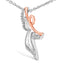 Collier Pendentif Ange en Argent Sterling Plaqué Or Rose 14K avec Diamants