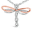 Collier Pendentif Libellule en Or Rose 14K Plaqué Diamant