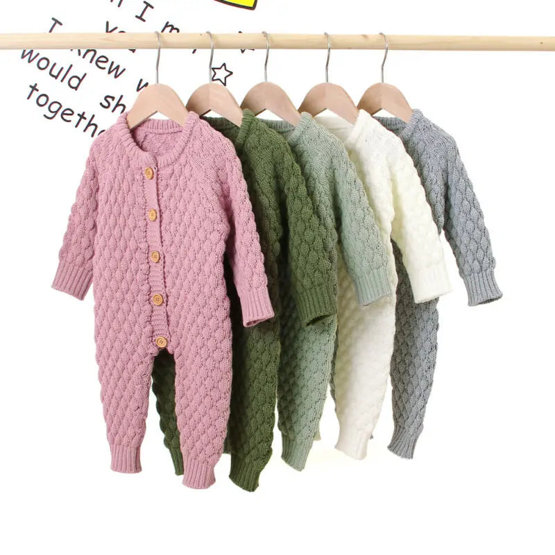 Cozy Winter Knitted Baby One-Piece