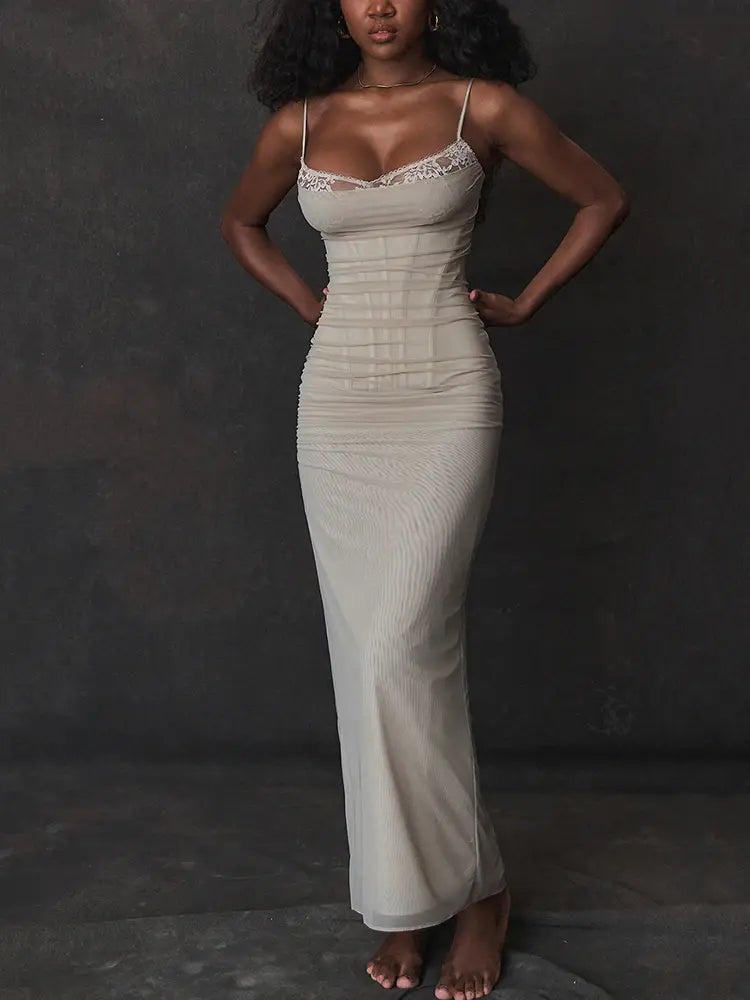 Vestido Elegante de Tirantes Espagueti Sin Espalda