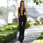 Golden Bloom Halter Backless Jumpsuit