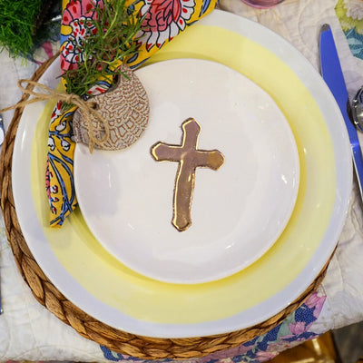 Elegant Gold Leaf Accent Ceramic Plate - Korvel