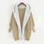 Abrigo Cardigan Suelto con Capucha de Terciopelo Doble Cara