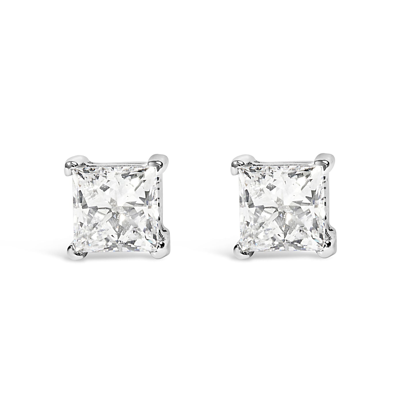 Boucles d'oreilles clou en diamant solitaire en or blanc 14K cultivé en laboratoire